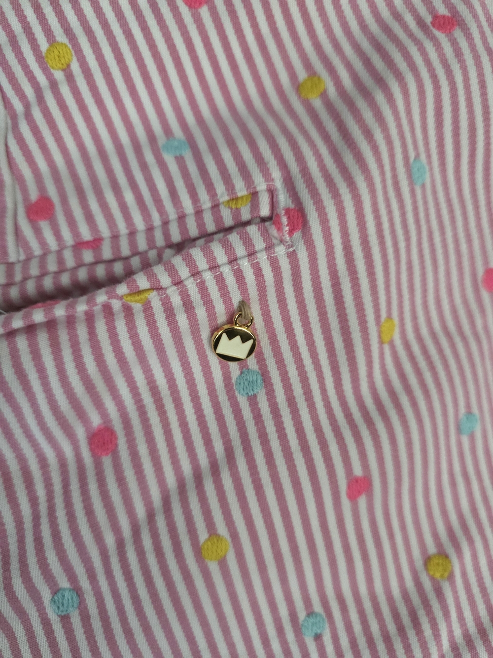 crown & ivy Pink Striped Shelby Shorts with Multicolor Dots EUC Size 16
